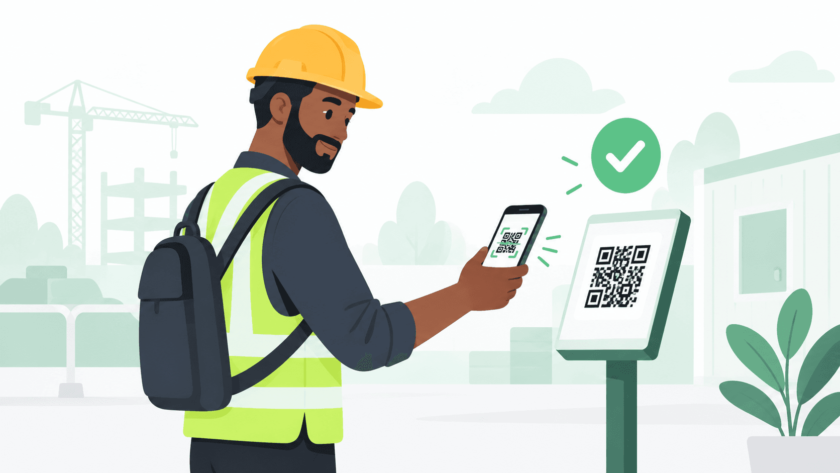 Agent enregistrant son pointage avec un QR code